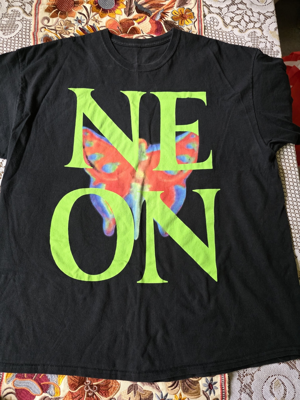 Men's Playboi Carti Neon Tour Butterfly T-Shirt in Black
